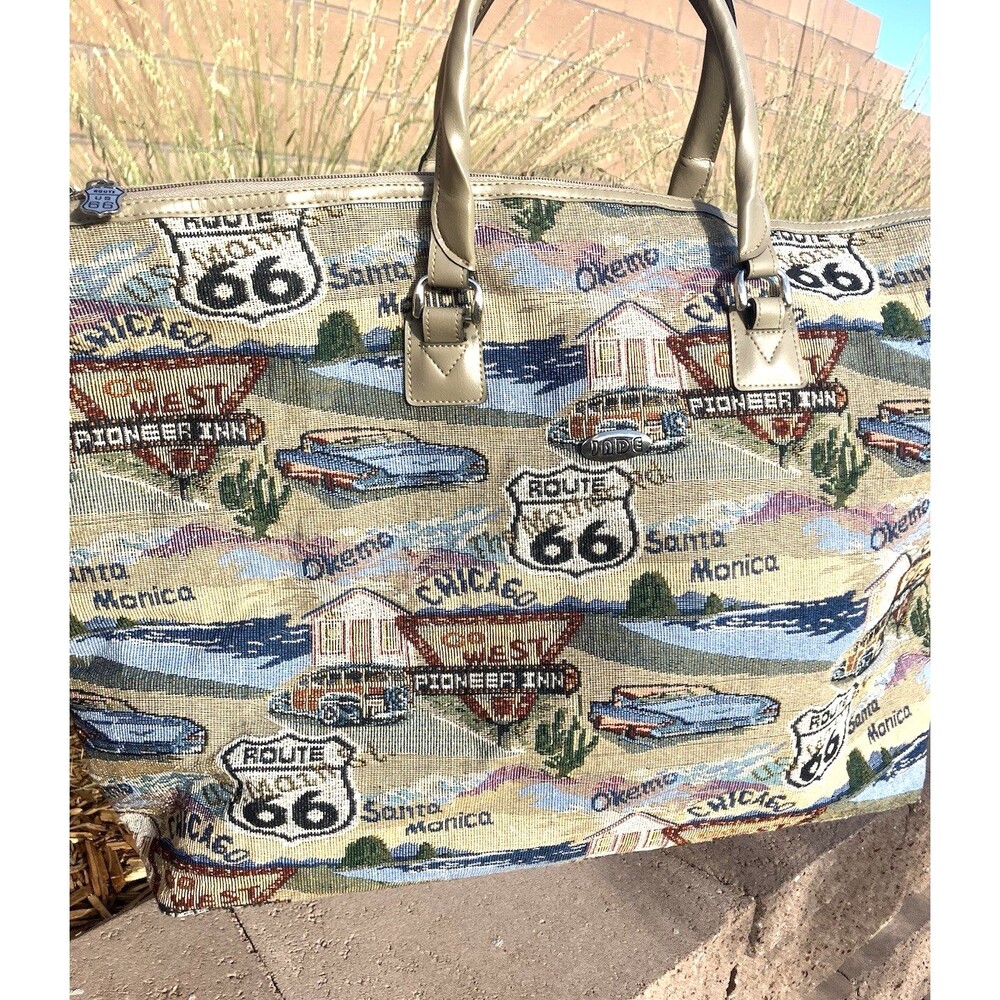 Jade Route 66 Tapestry Large tote Bag Purse Americana Travel 20” Shoulder Bag